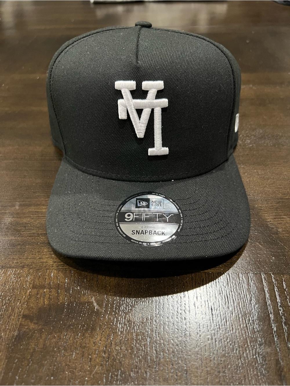 New Era 9FIFTY Snapback Hat Cap Reverse Dodger Black White MLB Team Logo White